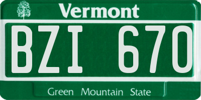 VT license plate BZI670