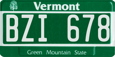 VT license plate BZI678