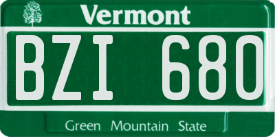 VT license plate BZI680