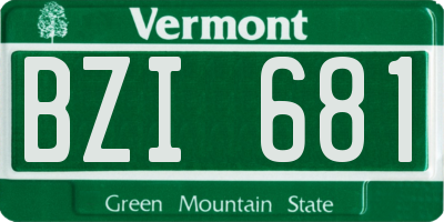 VT license plate BZI681