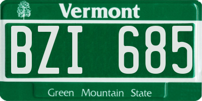 VT license plate BZI685