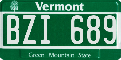 VT license plate BZI689
