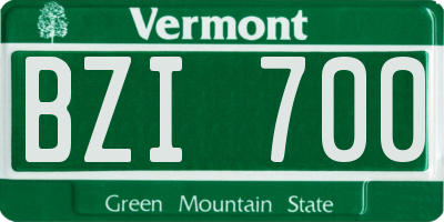 VT license plate BZI700