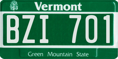 VT license plate BZI701