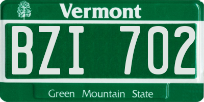 VT license plate BZI702