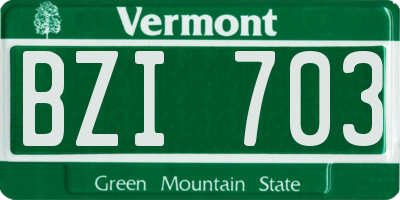VT license plate BZI703