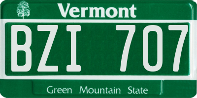 VT license plate BZI707
