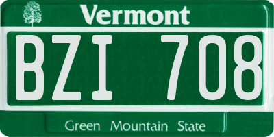 VT license plate BZI708