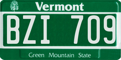 VT license plate BZI709