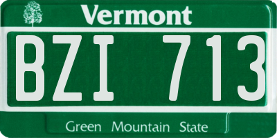 VT license plate BZI713
