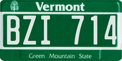 VT license plate BZI714