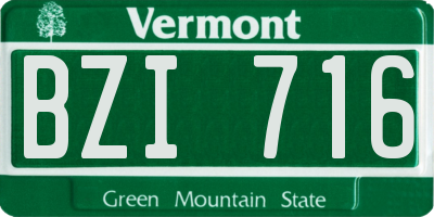 VT license plate BZI716