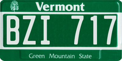 VT license plate BZI717