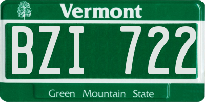 VT license plate BZI722