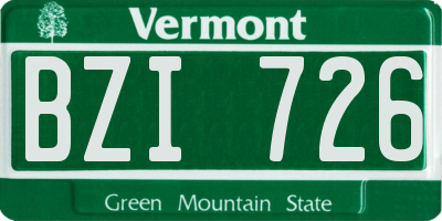 VT license plate BZI726