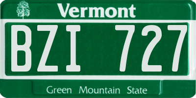 VT license plate BZI727