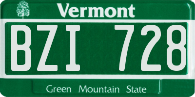 VT license plate BZI728