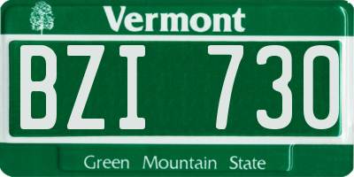 VT license plate BZI730