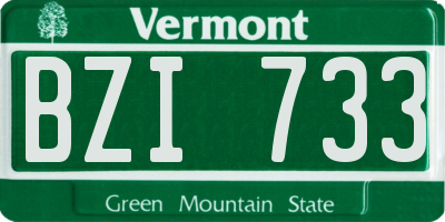 VT license plate BZI733
