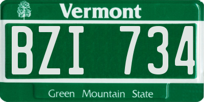 VT license plate BZI734