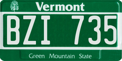VT license plate BZI735