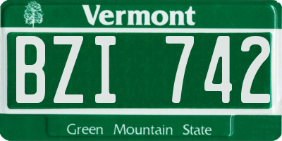 VT license plate BZI742