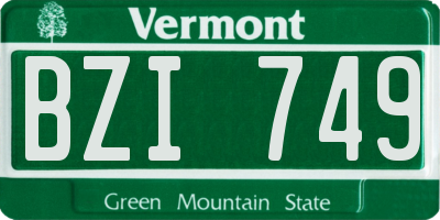 VT license plate BZI749