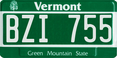 VT license plate BZI755