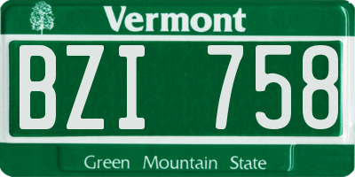 VT license plate BZI758