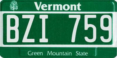 VT license plate BZI759