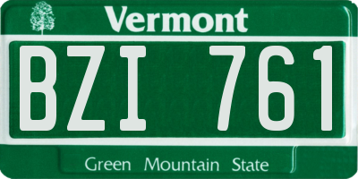 VT license plate BZI761
