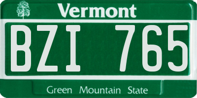 VT license plate BZI765