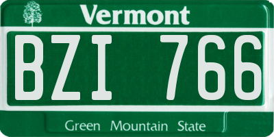 VT license plate BZI766