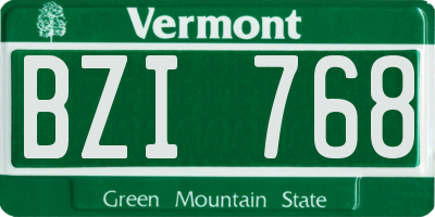 VT license plate BZI768