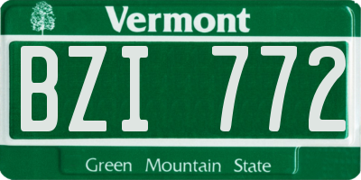VT license plate BZI772