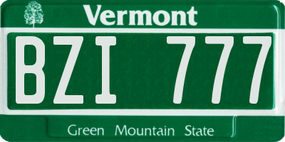 VT license plate BZI777