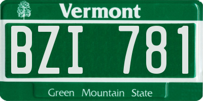 VT license plate BZI781