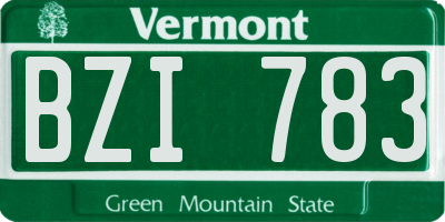 VT license plate BZI783