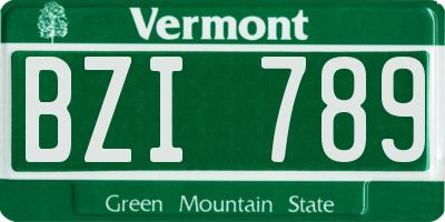 VT license plate BZI789