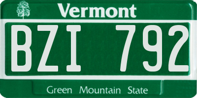 VT license plate BZI792