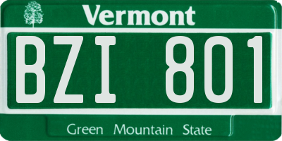 VT license plate BZI801