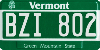 VT license plate BZI802