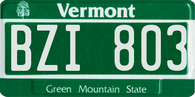 VT license plate BZI803
