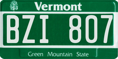 VT license plate BZI807