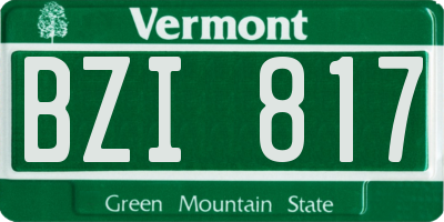 VT license plate BZI817