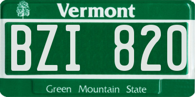 VT license plate BZI820