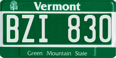 VT license plate BZI830