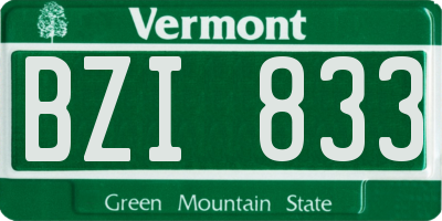 VT license plate BZI833