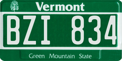 VT license plate BZI834