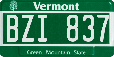 VT license plate BZI837